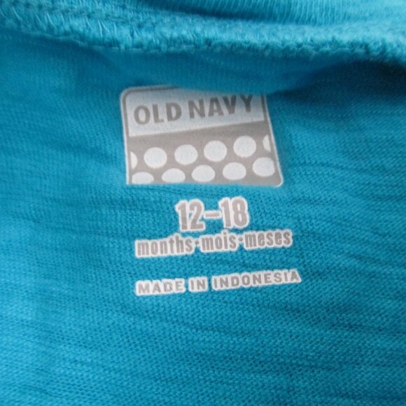 Old Navy‎ Pullover T Shirt Girls Size 12-18M Blue Short Sleeve Rose Tee Top - Picture 3 of 3
